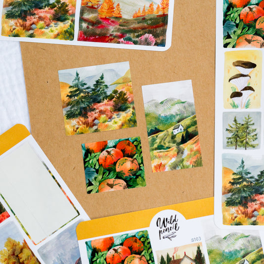 Samolepkový arch — Lesní krajiny