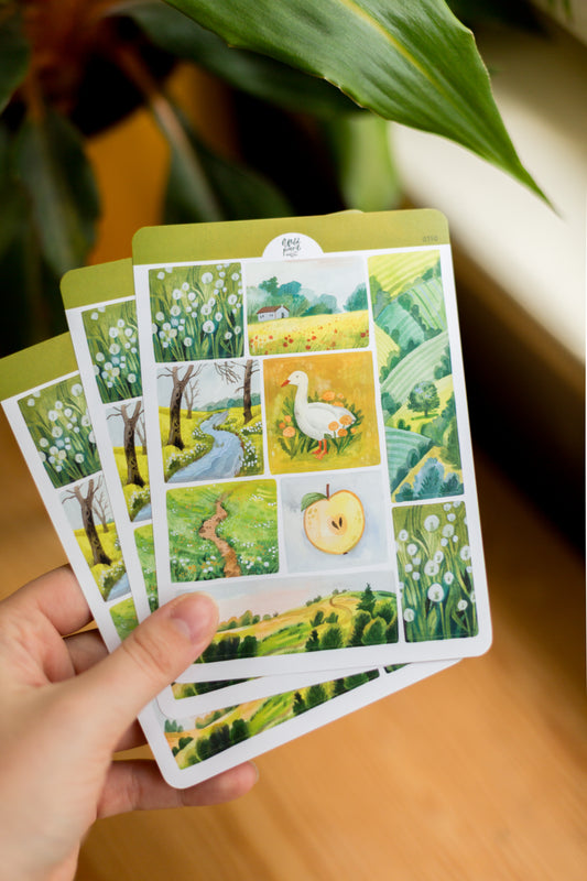 Samolepkový arch — Jarní krajiny