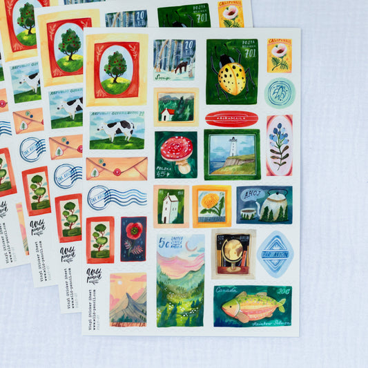 Vinylový samolepkový arch — Známky