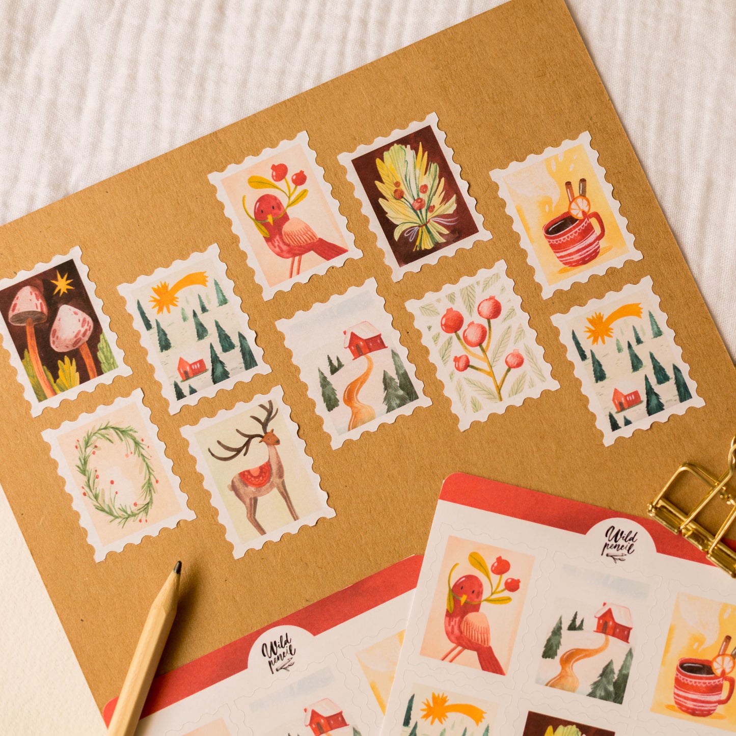 Sticker Sheet — Christmas Stamps