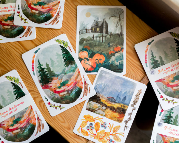 Postcard Set — Autumn Landscapes – Wild Pencil