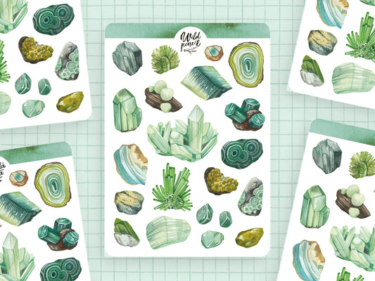 Sticker Sheet — Green Gemstones