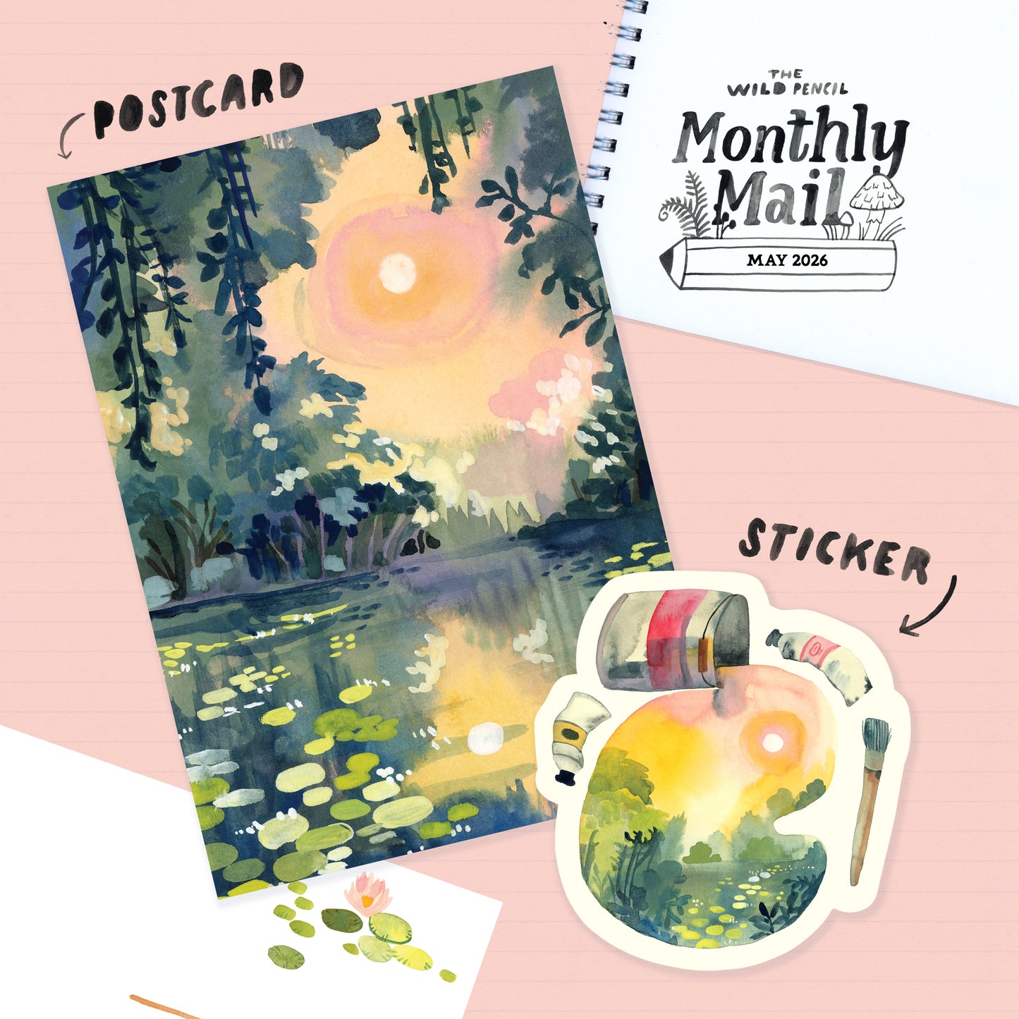 Monthly Postcard and Sticker Subscription