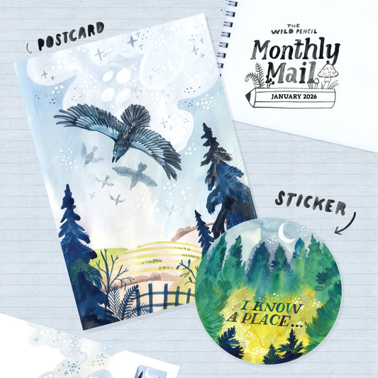 Měsíční pohlednicové předplatné se samolepkou