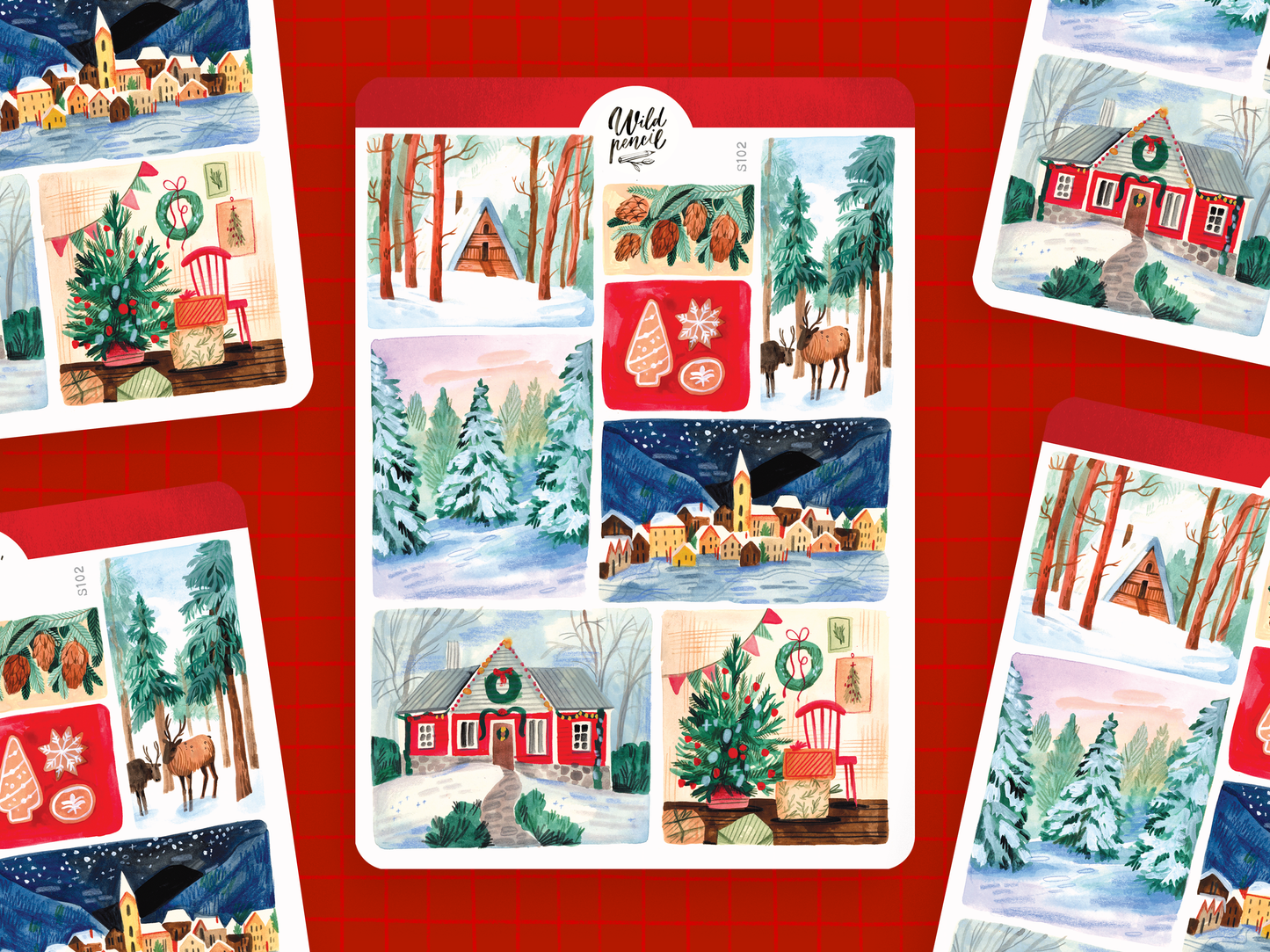 Sticker Sheet — Christmas Landscapes