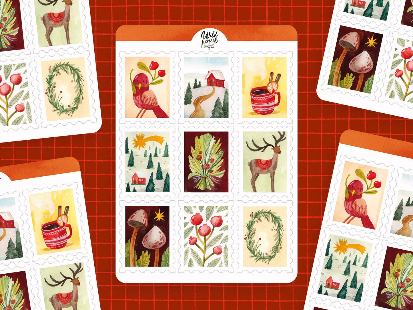 Sticker Sheet — Christmas Stamps