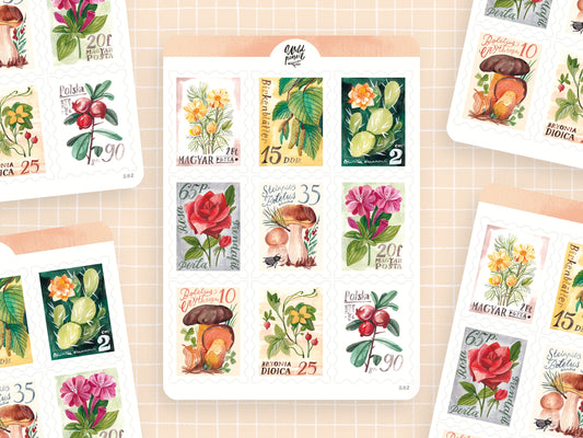 Sticker Sheet — Vintage Stamps